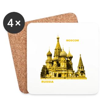 Moscou Moscou Russie Capitale Cathédrale Ville - Dessous de verre (lot de 4) - blanc - Devant
