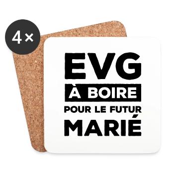 EVG soirée futur marié - Dessous de verre (lot de 4) - blanc - Devant