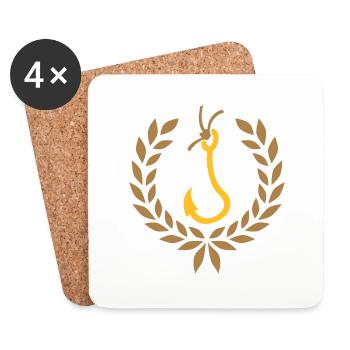 Logo Laurel Wreath Fishing - Coasters (set of 4) - white - Front