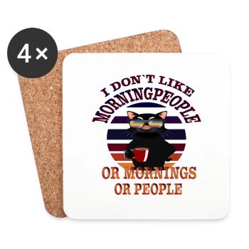 Morning muffle coffee cat motif - Coasters (set of 4) - white - Front