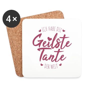 Geilste Tante der Welt Spruch süßes Geschenk - Untersetzer (4er-Set) - Weiß - Vorne