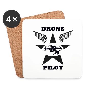 Drone Pilot Drohnen Shirt - Coasters (set of 4) - white - Front