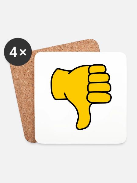 Emoji Daumen runter Skizze Farbe - Untersetzer (4er-Set) - Weiß