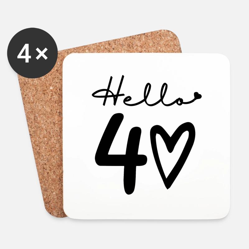Hallo 40. 40. Geburtstag - Untersetzer (4er-Set) - Weiß