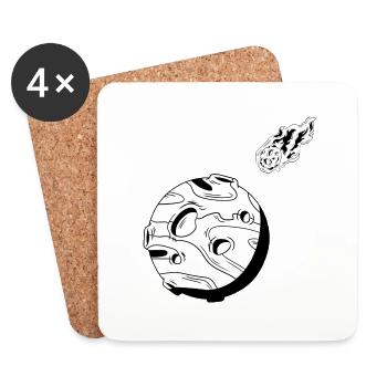 Planète et comète - Dessous de verre (lot de 4) - blanc - Devant