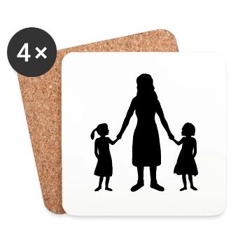 Silhouette 2 Töchter Mutter - Untersetzer (4er-Set) - Weiß - Vorne