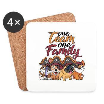 team familie hund pirat bachelorette party welpe - Untersetzer (4er-Set) - Weiß - Vorne