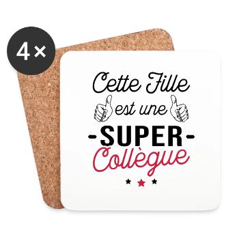 Cette fille est une super Collègue - Dessous de verre (lot de 4) - blanc - Devant