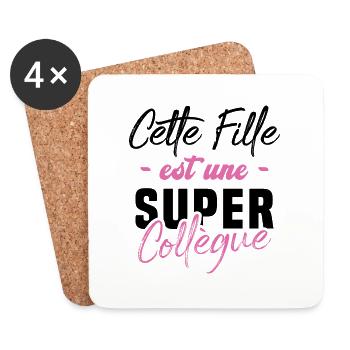 Cette fille est une super Collègue - Dessous de verre (lot de 4) - blanc - Devant