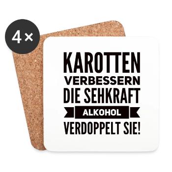Alkohol Verdoppelt Die Sehkraft Lustiger Spruch - Untersetzer (4er-Set) - Weiß - Vorne