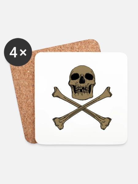 PIRATENFLAGGE II - Untersetzer (4er-Set) - Weiß