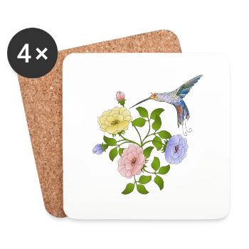 Oiseau - Dessous de verre (lot de 4) - blanc - Devant