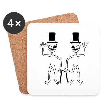 2 Messieurs Amis Extraterrestres - Dessous de verre (lot de 4) - blanc - Devant
