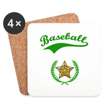 Baseball star - Dessous de verre (lot de 4) - blanc - Devant