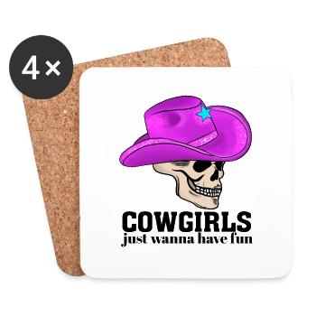 Cowgirls Just Wanna Have Fun - Coasters (set of 4) - white - Front
