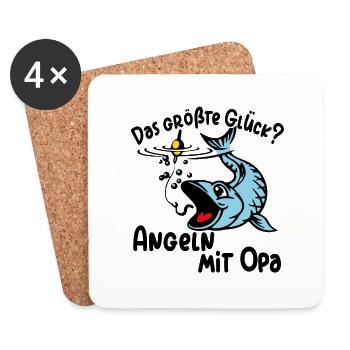 Angeln mit Opa ist das größte Glück - Untersetzer (4er-Set) - Weiß - Vorne