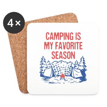 Le camping est mon camp d’été préféré des campeurs de saison - Dessous de verre (lot de 4) - blanc - Devant