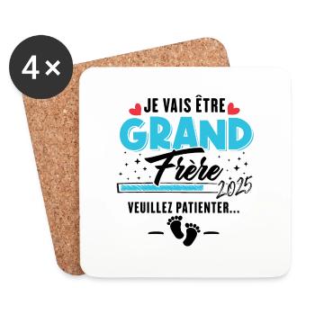 Je Vais Être Grand Frère 2025 - Dessous de verre (lot de 4) - blanc - Devant