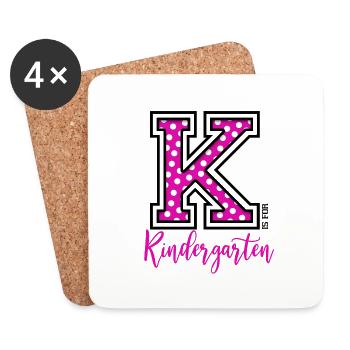 K is for kindergarten - Coasters (set of 4) - white - Front