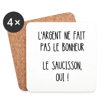 l'argent ne fait pas le bonheur - Dessous de verre (lot de 4) - blanc - Devant