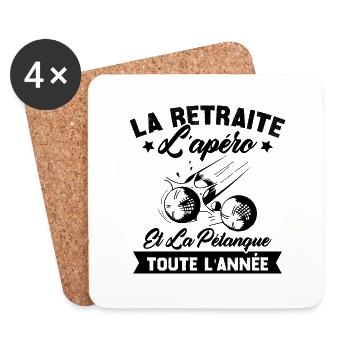 La retraite l'apéro et la pétanque toute l'année - Dessous de verre (lot de 4) - blanc - Devant