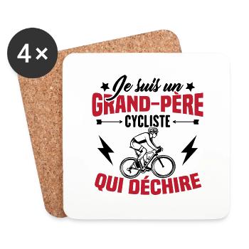 Je suis un Grand-père Cycliste qui déchire - Dessous de verre (lot de 4) - blanc - Devant