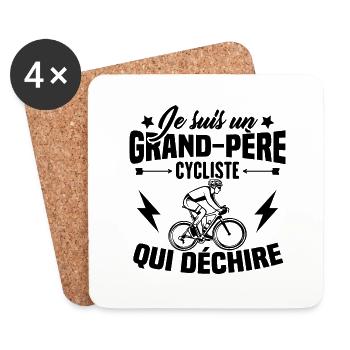 Je suis un Grand-père Cycliste qui déchire - Dessous de verre (lot de 4) - blanc - Devant