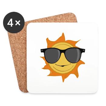 Soleil avec lunettes de soleil Idée cadeau - Dessous de verre (lot de 4) - blanc - Devant