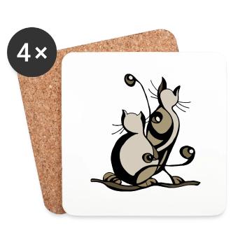 Chats - Dessous de verre (lot de 4) - blanc - Devant