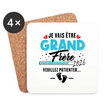 Cadeau Je vais être grand frère 2026 - Dessous de verre (lot de 4) - blanc - Devant