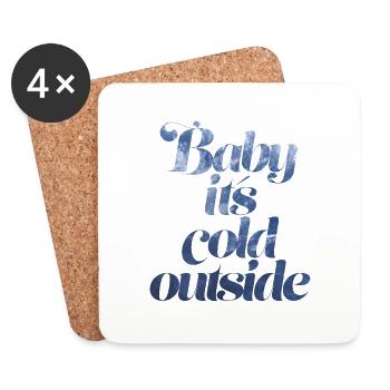 Bébé il fait froid dehors - Dessous de verre (lot de 4) - blanc - Devant