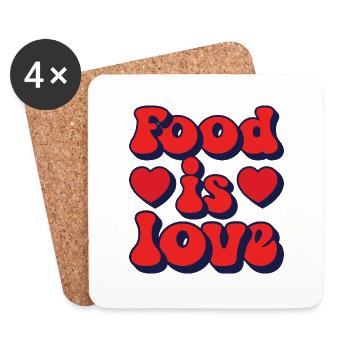 la nourriture c'est l'amour! - Dessous de verre (lot de 4) - blanc - Devant