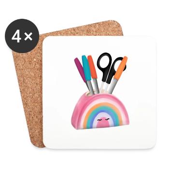 Rainbow Pencil Box - Coasters (set of 4) - white - Front