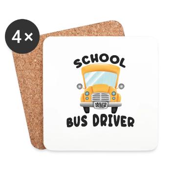 School Bus Driver - Coasters (set of 4) - white - Front