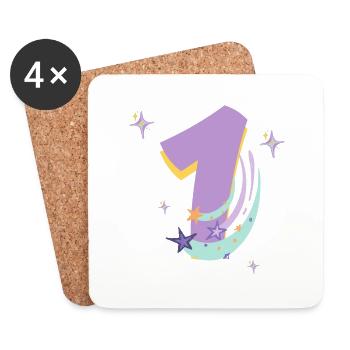 1 er anniversaire espace - Dessous de verre (lot de 4) - blanc - Devant
