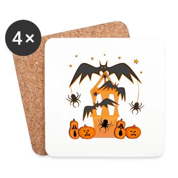 Halloween Joyeux Halloween Citrouille - Dessous de verre (lot de 4) - blanc - Devant