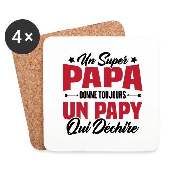 Un super papa donne toujours un papy qui déchire - Dessous de verre (lot de 4) - blanc - Devant