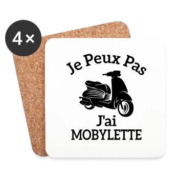 Je Peux Pas J'ai Mobylette - Dessous de verre (lot de 4) - blanc - Devant