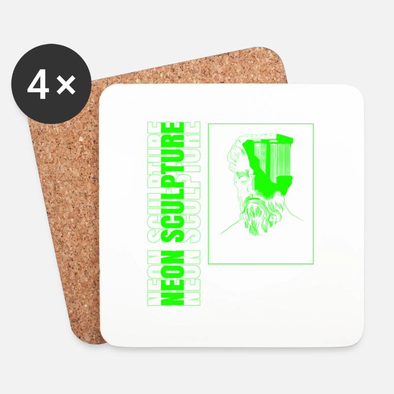 Neon Sculpture - Coasters (set of 4) - white
