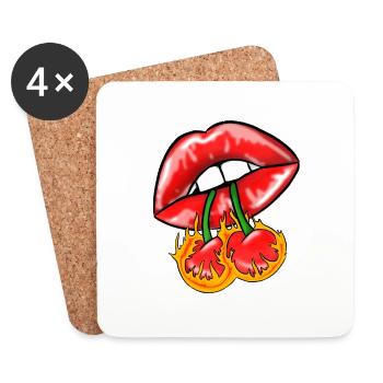 Cherry Fire - Coasters (set of 4) - white - Front