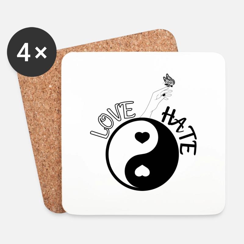 Love vs. Hate - Untersetzer (4er-Set) - Weiß
