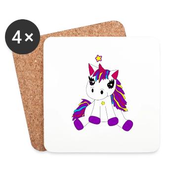 einhorn fluffy unicorn kinder baby stern kids tier - Untersetzer (4er-Set) - Weiß - Vorne