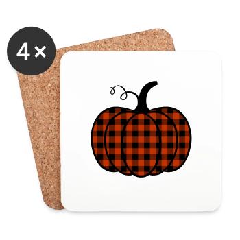 Buffalo Plaid Pumpkin - Coasters (set of 4) - white - Front