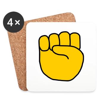 Emoji Fist Sketch Couleur - Dessous de verre (lot de 4) - blanc - Devant