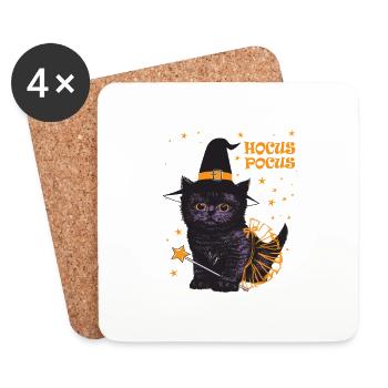 Hokuspokus Niedliche Hexenkatze - Untersetzer (4er-Set) - Weiß - Vorne