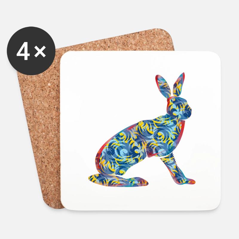 Hase - Untersetzer (4er-Set) - Weiß
