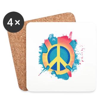 Symbole de la paix, de la liberté Signe de paix2 - Dessous de verre (lot de 4) - blanc - Devant