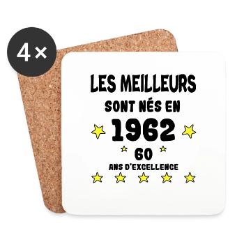 Anniversaire 60 ans - Dessous de verre (lot de 4) - blanc - Devant