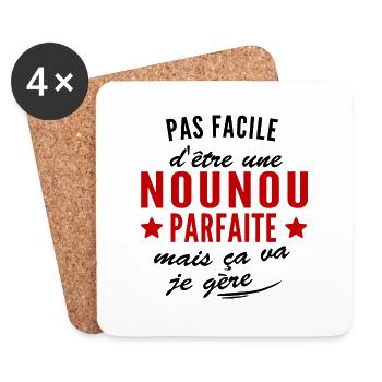 nounou parfaite / humour nourrice - Dessous de verre (lot de 4) - blanc - Devant