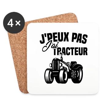 J'peux pas j'ai tracteur - Dessous de verre (lot de 4) - blanc - Devant